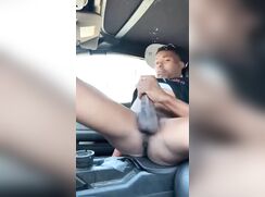 [Black cock] [105] Again a fantastic fountain of cum in his car