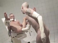 Punk fisted with white latex gloves