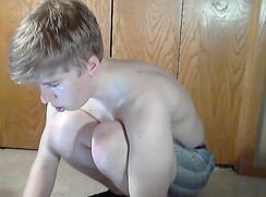 German Boy Tobias cums & fingers cute asshole