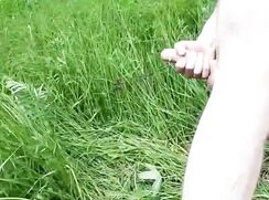 [ABX][1][447] - Skinny twink guy jerking of outdoor in wood