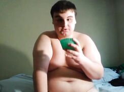 A Young Greddy Chubby Cat Jerking Off And His Drinking His Own Sperm