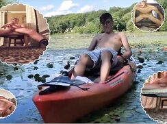 Nerd with glasses and a big cock jerks off everywhere he goes