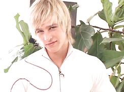 Blonde boy jerking off