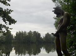 [ABX][1][652] - A young puppy decided to play with his dick by the lake