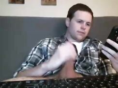 Stroking big cut cock while on the phone