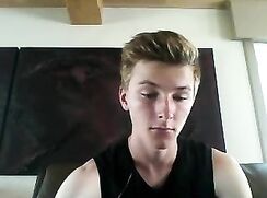 Blond twink has a long show