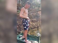 Patriotic Twink Pisses in the River bOYS Porn