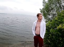 [ABX][1][891] - The guy jerks off his big beautiful dick by the lake