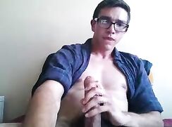 Horny guy shooting cum on his chest twink porn