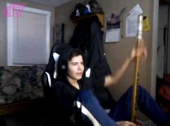 plays with his stick then plays with his other stick boys porn