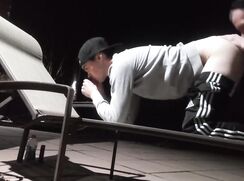 Poppered boy fucked on sun lounger