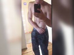 Romanian teen jerking in front of the mirror