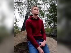 Blond boy solo in nature twink porn