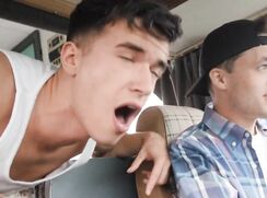 Twink trip in caravan meet friends