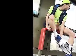 Naked at the bus stop gay porn tube