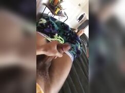 Young Latin BBC jerks and cums