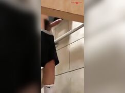 While he was masturbating in the gym bathroom