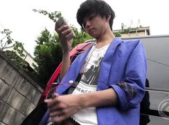 Japanese boy shows off his ejaculation outdoors2