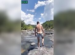 Showing boner by the river twink porn