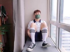 Asian teen has a wank on windows seat masked boys porn