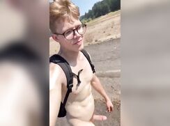 Twink gets hard when hiking