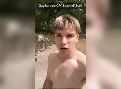 German Daniel jerks off on the road in the park and cums