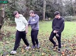 3 friend playing in garden