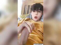 Cute twink has a wank and films it