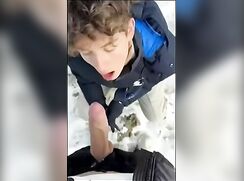 gay twink winter blowjob