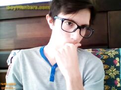 Twink with glasses and nice bush - interrupted