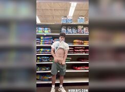 Jerking off in public at the supermarket