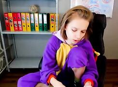 Horny femboy Jessie wanking in pyjamas