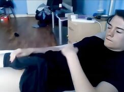 GBT Candid blond teen cumming on black T-shirt Gay Porn AI Enhanced