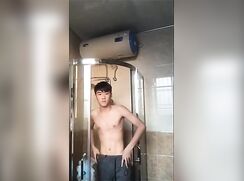 Asian teen shower then wank