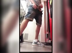 Exhibition Twink jerks off in a train
