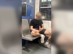 Blond Jerks Off & Cums on Subway 210