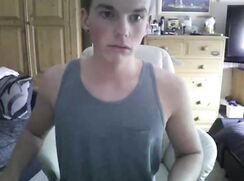 Cute amateur twink shows his big dick on webcam