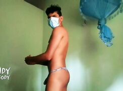 [ABX][3][302] - Hot Sri Lankan stud in thong jerks off