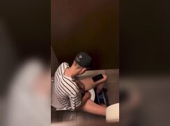 spy for skinny cute teen with big dick cumming in the toilet