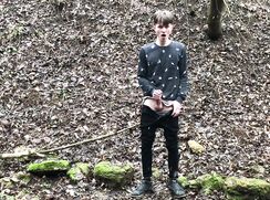 Horny BOY Stroking his Big Dick Outdoor in SNOWY WEATHER