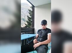 Pissing at the balcony