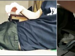 Boyfriend gets caught playing with his fat cock after workout