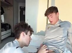 Sexy Boy in Track Jacket Gets Handjob