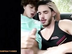 TEEN CUMS FOR HIM IN CAR