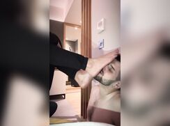 Long sexy BOYFEET worshipped