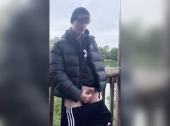 Fingering a Big Dick on the bridge