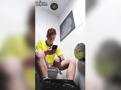 Hot redhead sitting in toilet with boner boys porn