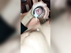 Thick white cum uncut cock