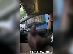 Caught stroking his cock in his car by 2 curious bus drivers.