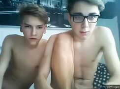GBT Webcammers - cute smooth hot twink couple wank and suck on cam - AI Enhanced